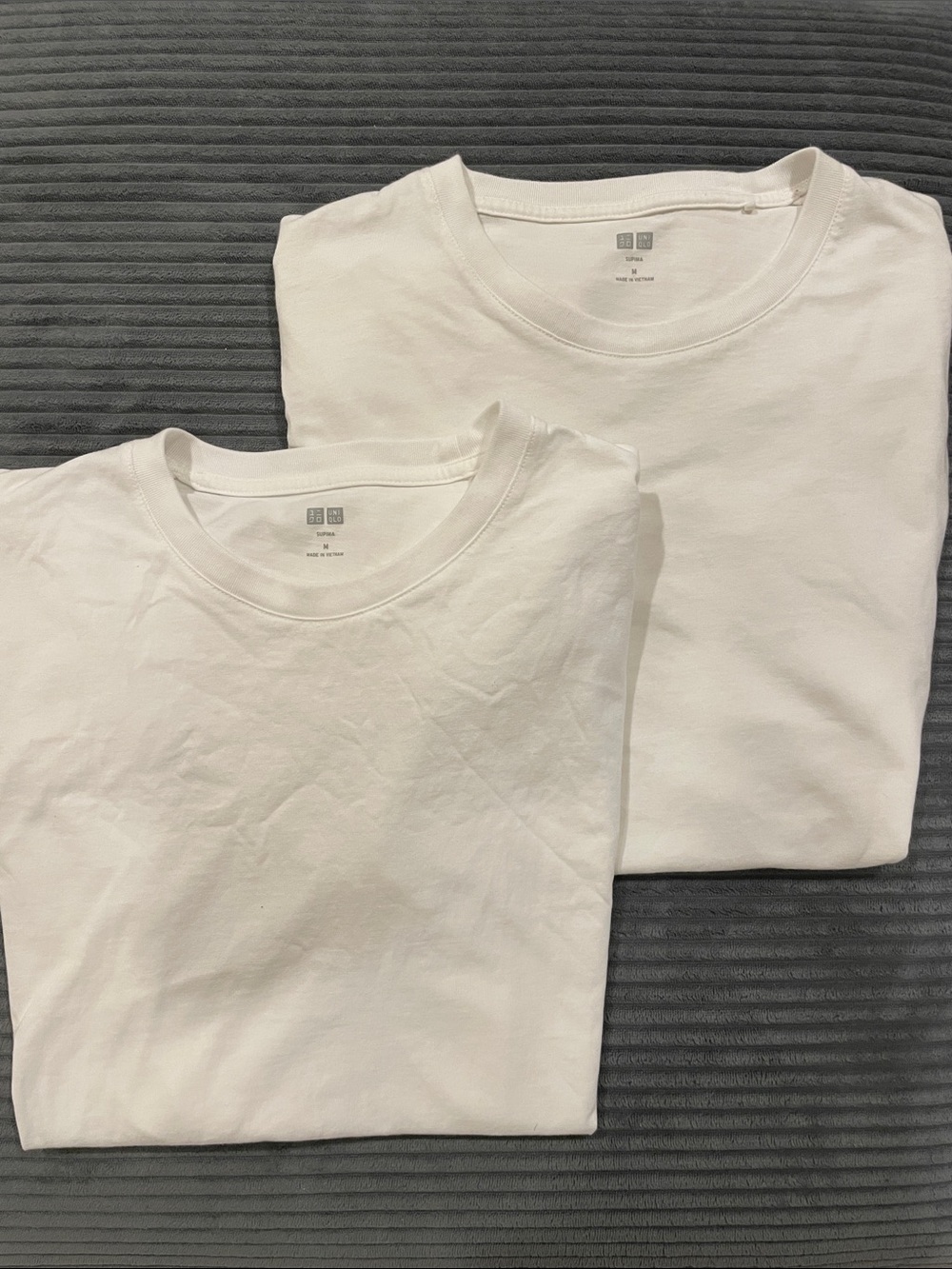 Uniqlo Men’s Medium White “Supina” Short Sleeve Crewneck Tee- TWO FOR ONE PRICE